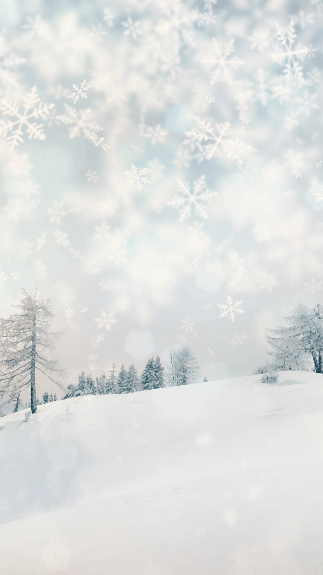 snowy scene with snowflakes