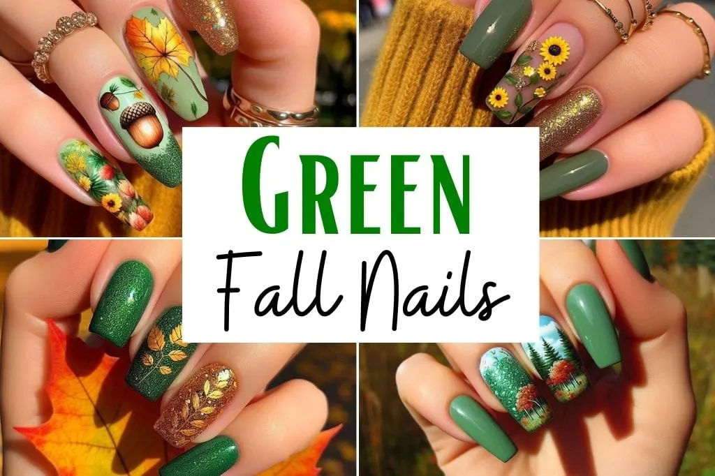 Explore stunning green nail designs for fall, featuring glitter, bright colors, and fun seasonal nail art. From deep emerald and olive tones to whimsical autumn-themed stickers, these trendy ideas will add a stylish and festive touch to your autumn look.