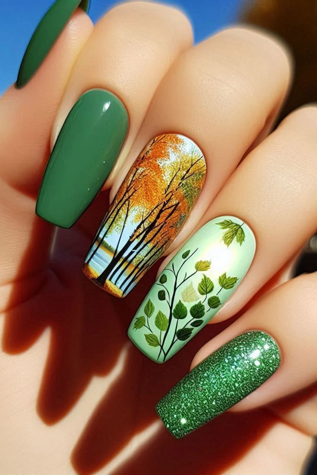 Explore stunning green nail designs for fall, featuring glitter, bright colors, and fun seasonal nail art. From deep emerald and olive tones to whimsical autumn-themed stickers, these trendy ideas will add a stylish and festive touch to your autumn look.