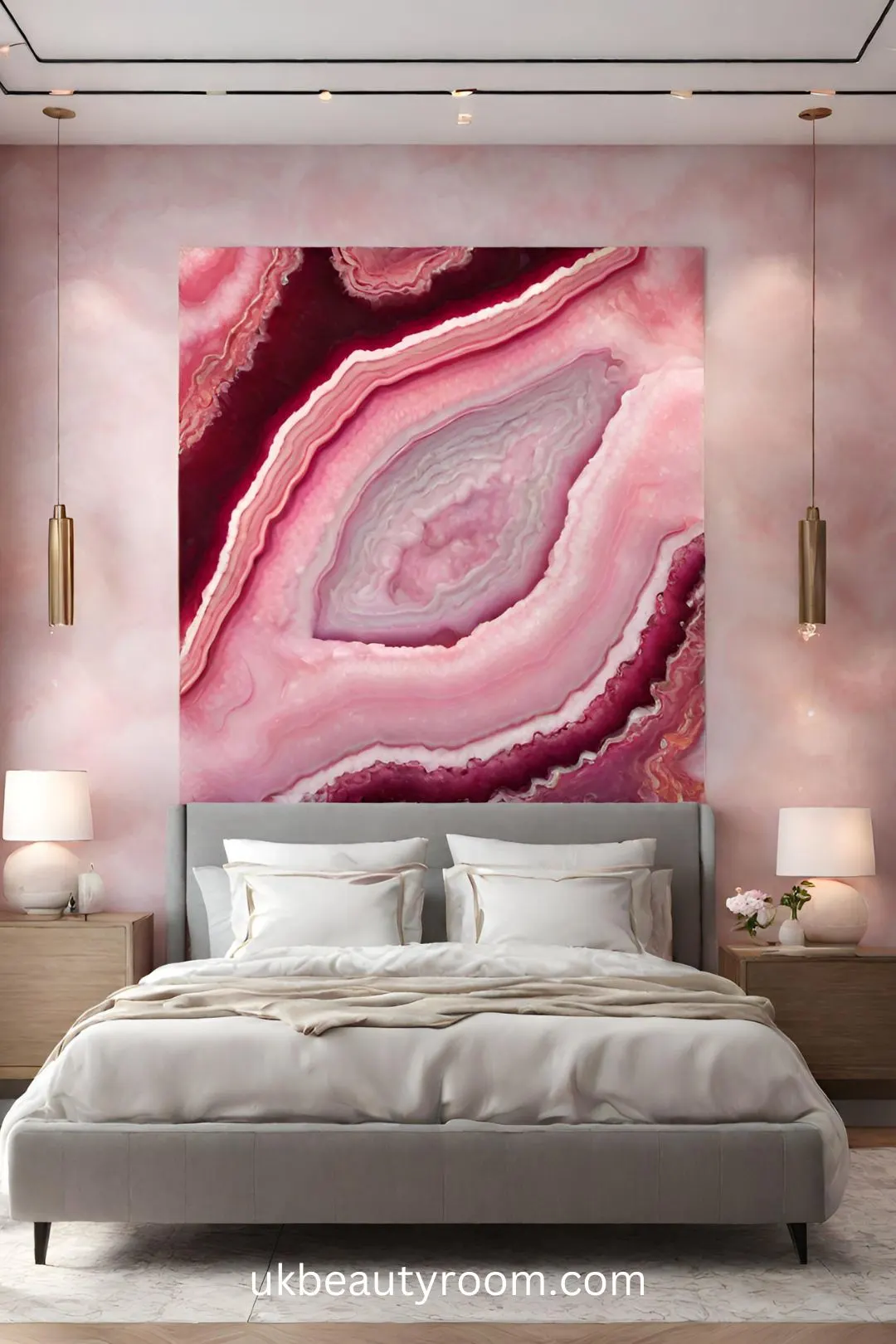 pink agate quartz wall art