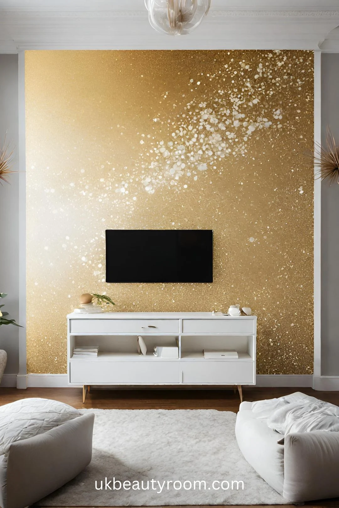 gold and white wall art