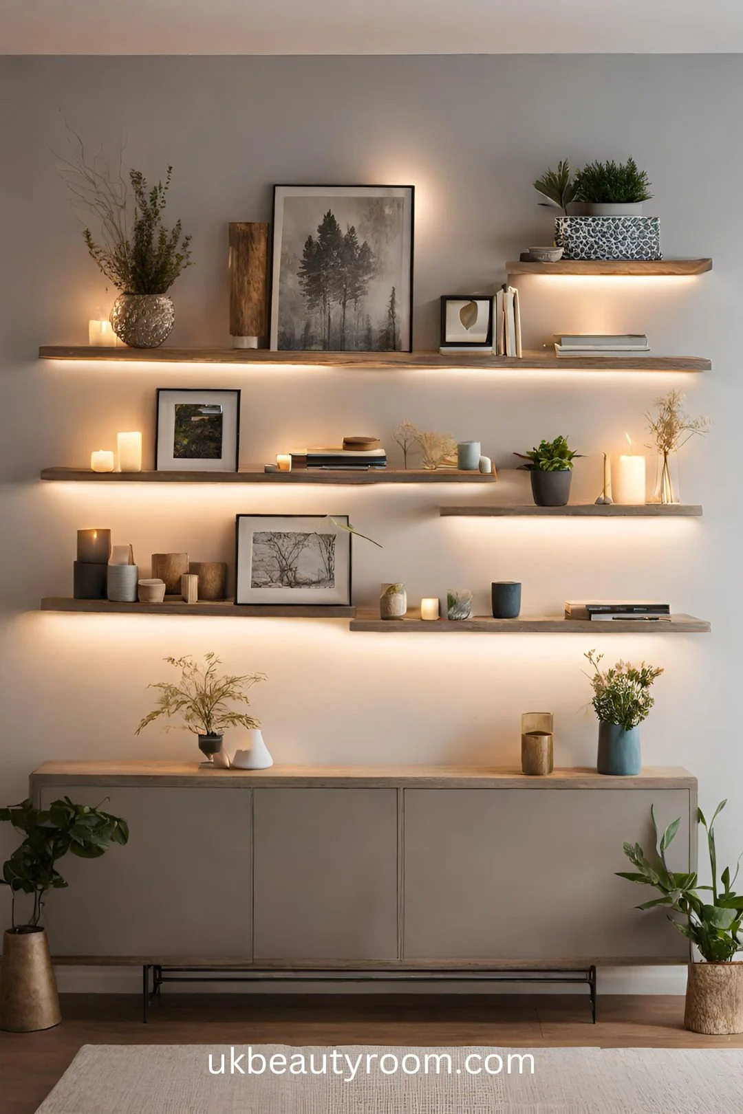 decorative wall ideas with open shelving