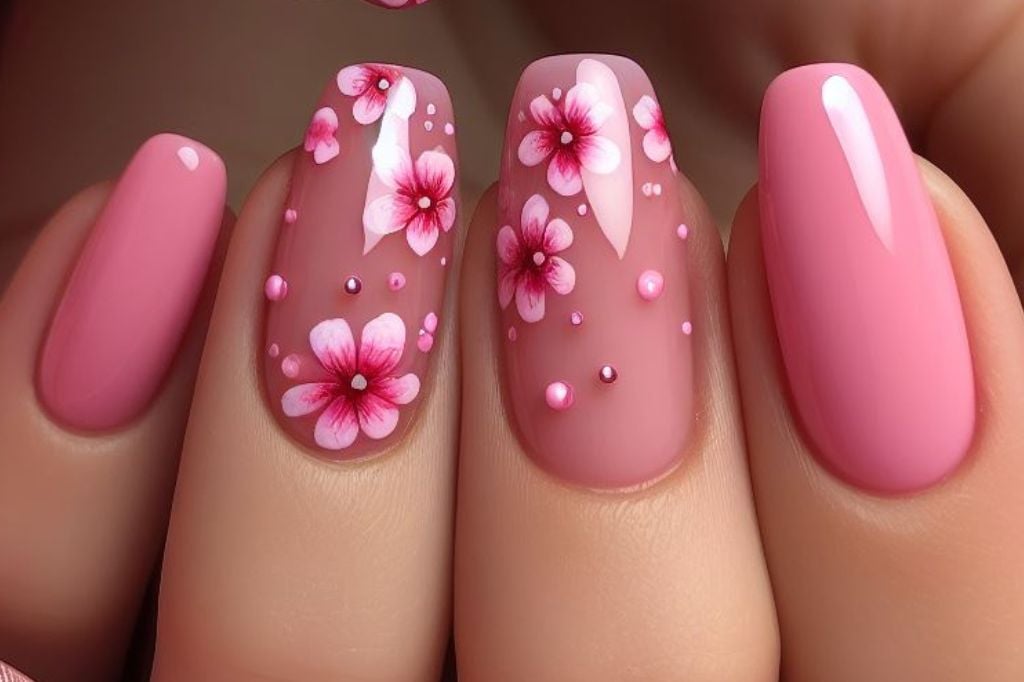 pink nail design