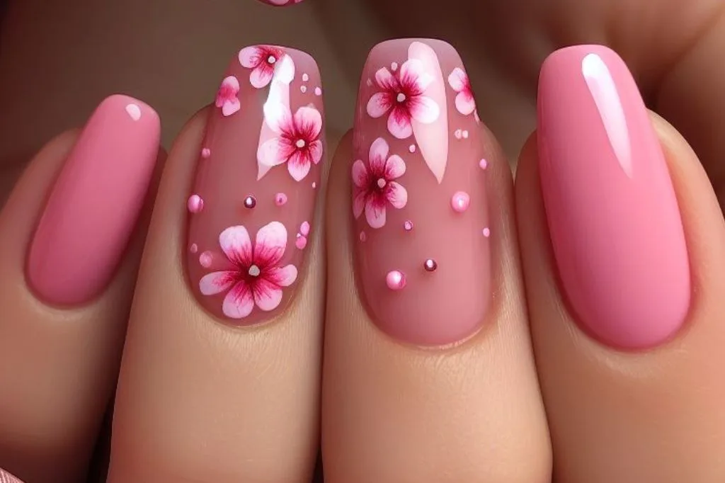 pink nail design