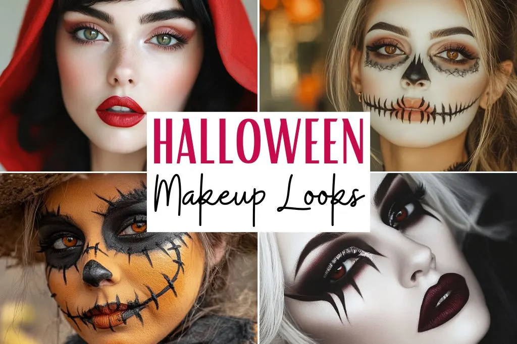 Looking for the perfect Halloween makeup look? Whether you're aiming for spooky, glamorous, or something in between, these 17 Halloween makeup looks are easy to recreate! Easy, simple, women, cute, scary easy, clown, vampire, creative, pretty, work, easy vampire, ideas, skeleton, blood.