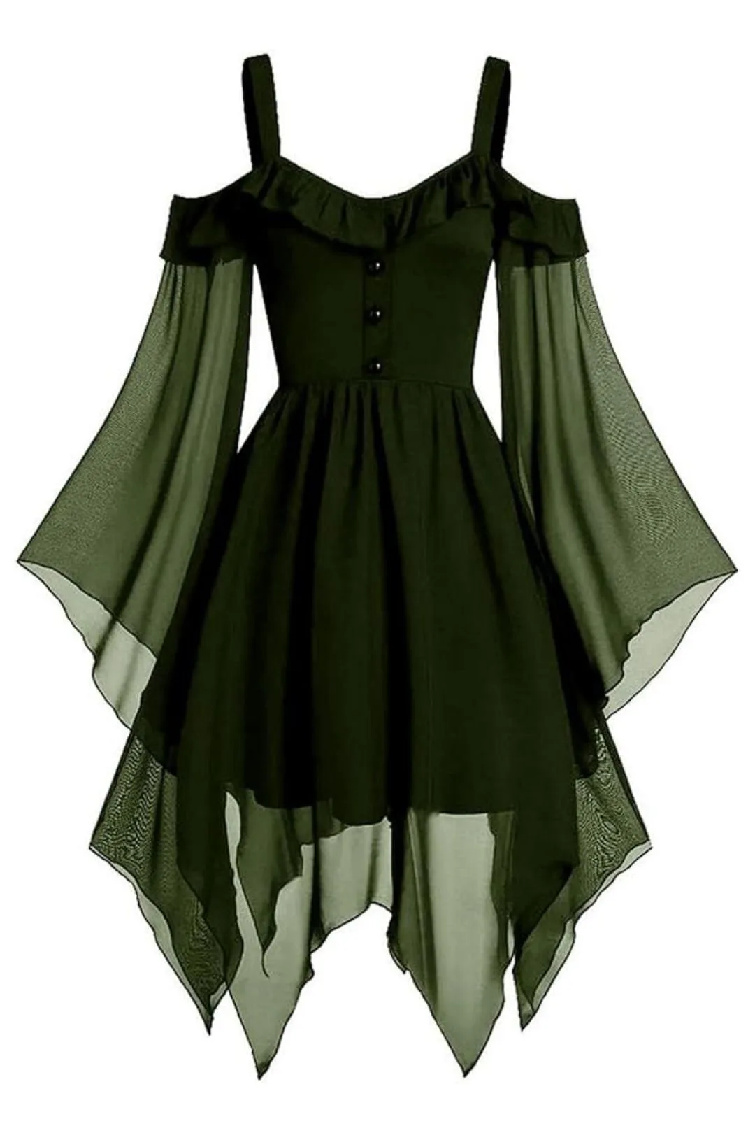 This off-shoulder Renaissance dress features lace details and a gothic design. Ideal for Halloween, it combines medieval and vampire styles. The dress is perfect for costumes, prom, or themed parties, available in various sizes including plus size.