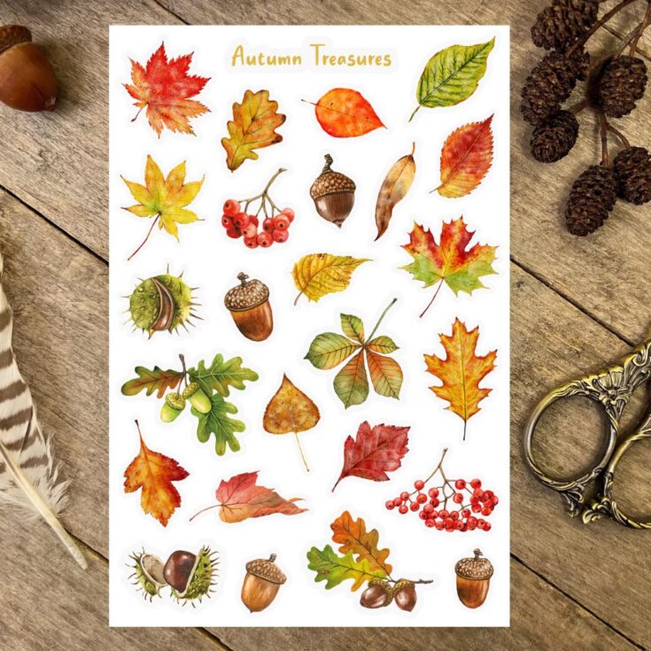 Image for Woodland Autumn Leaves Sticker Sheet 🍁🌰