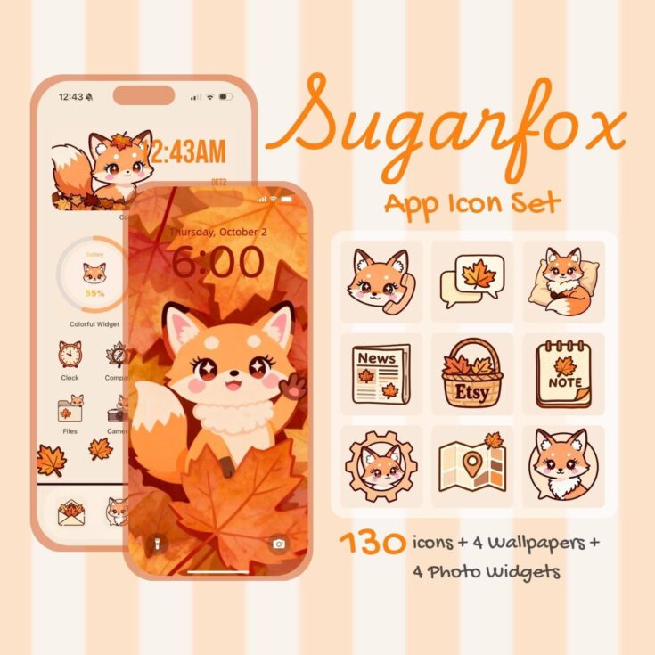 Image for Cute Fox Autumn App Icons 🦊🍁