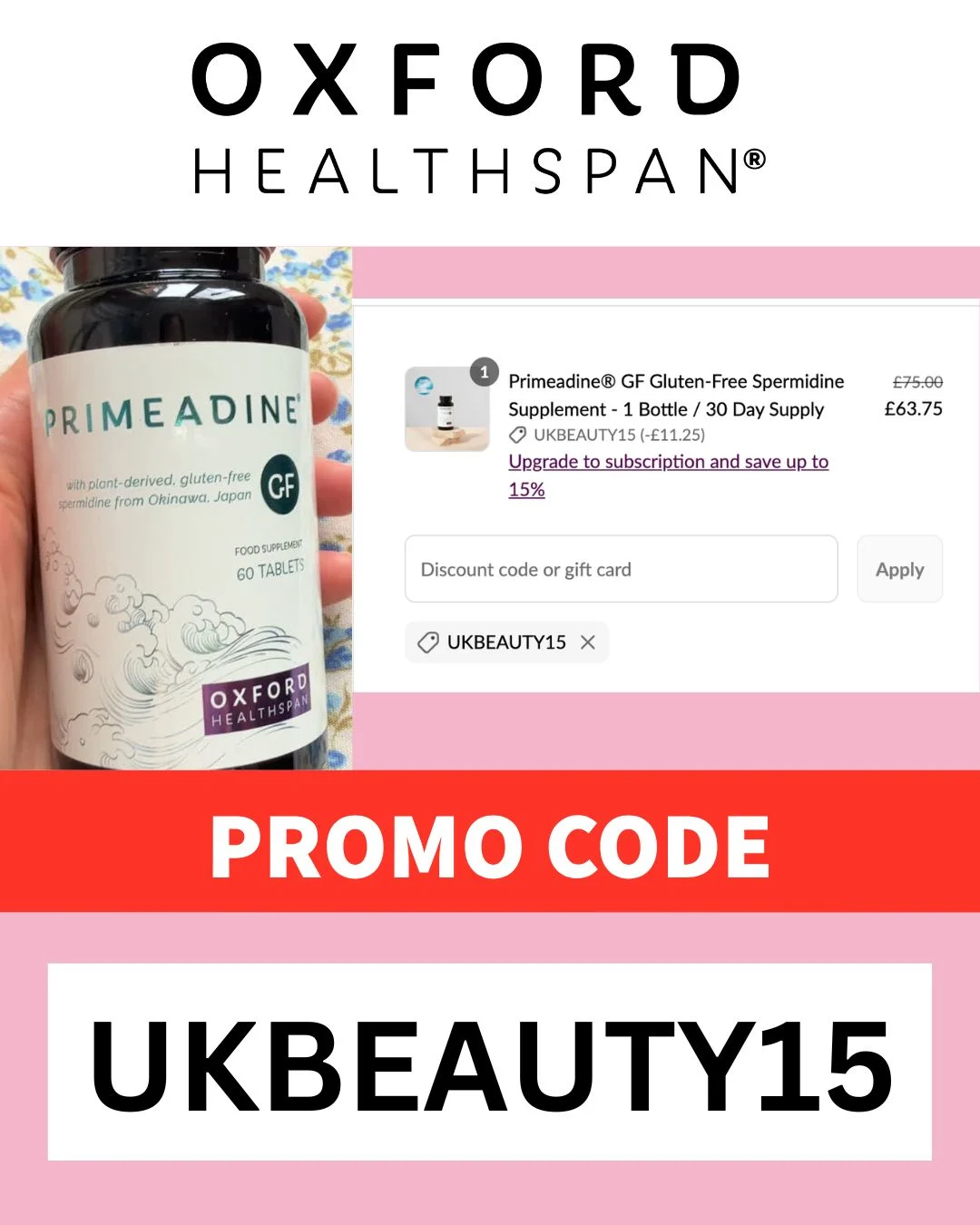 Oxford Healthspan Discount Code: UKBEAUTY15