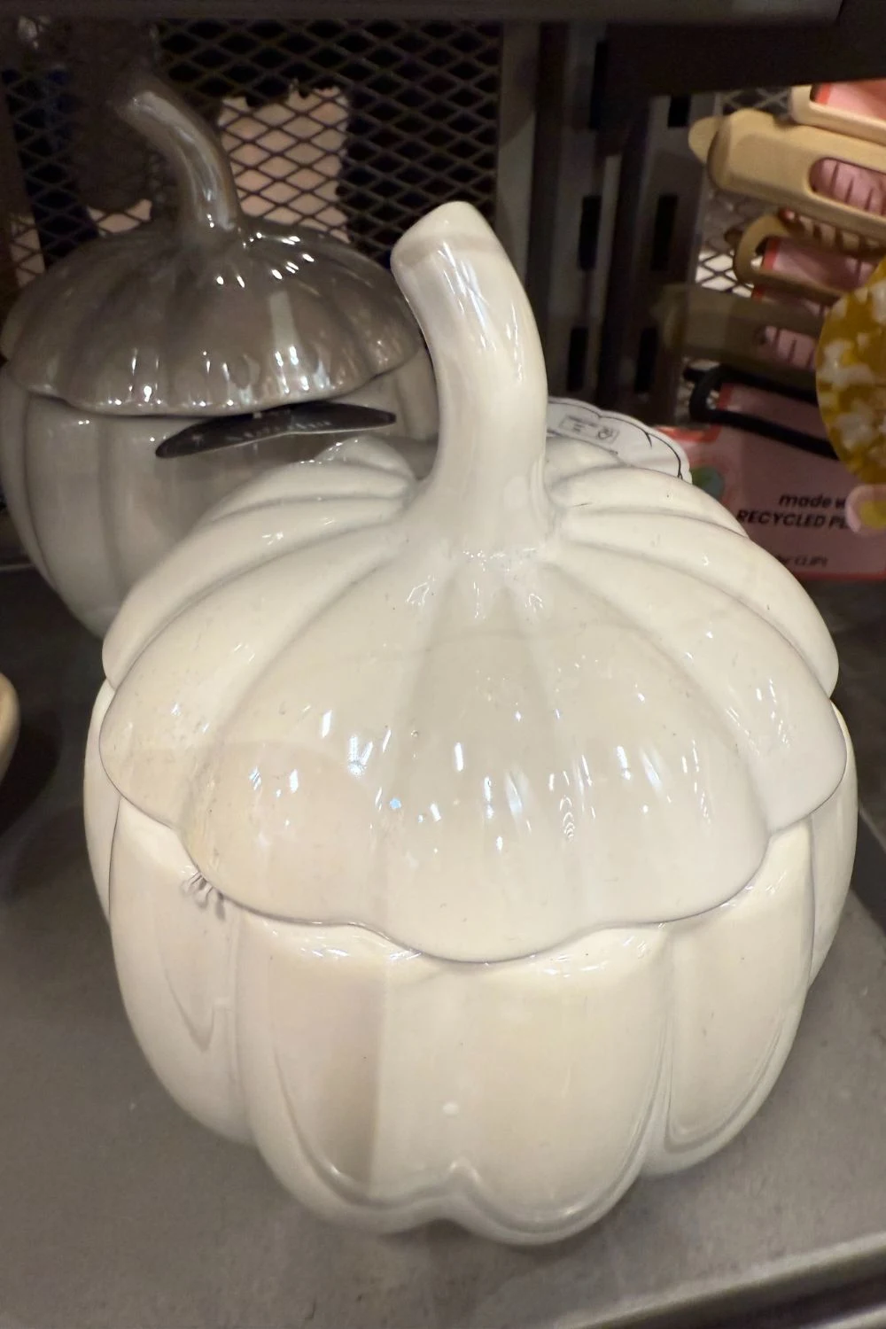Large white pumpkin-shaped Halloween candle from TK Maxx.