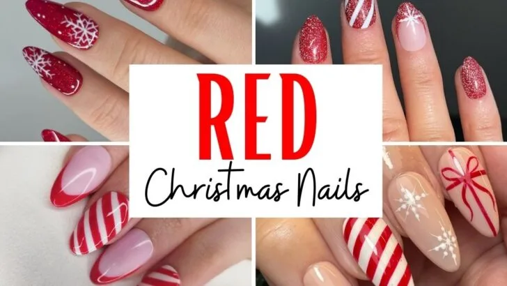 red Christmas nails