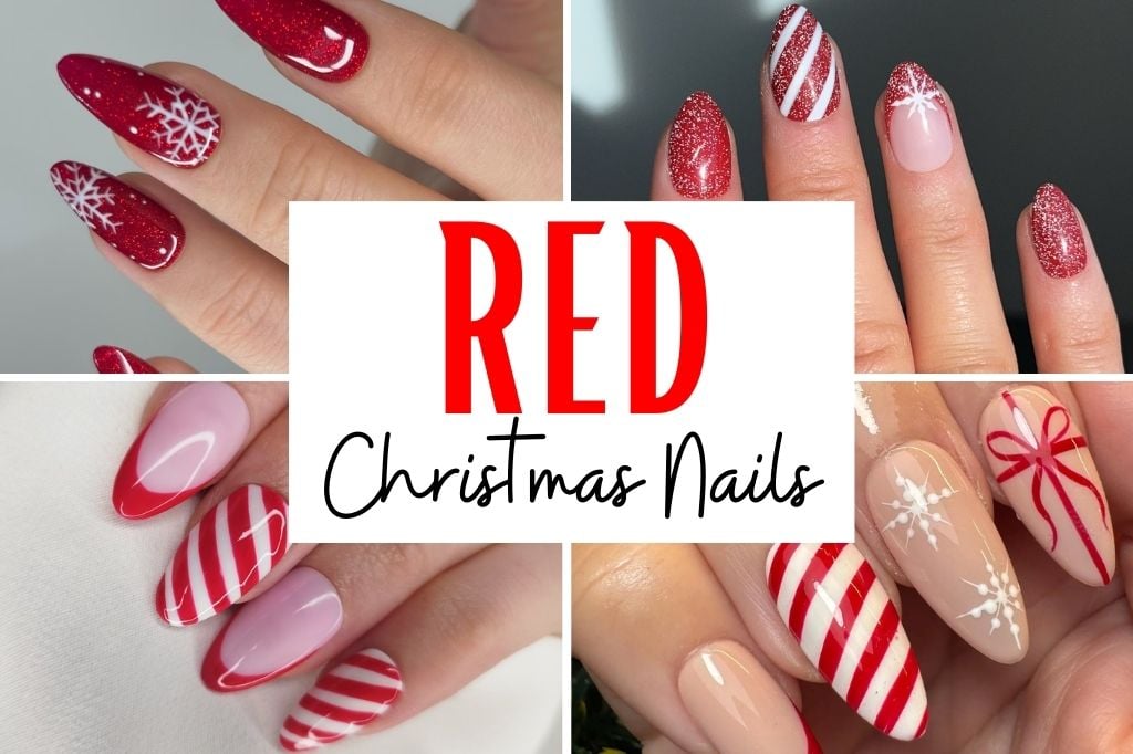 red Christmas nails