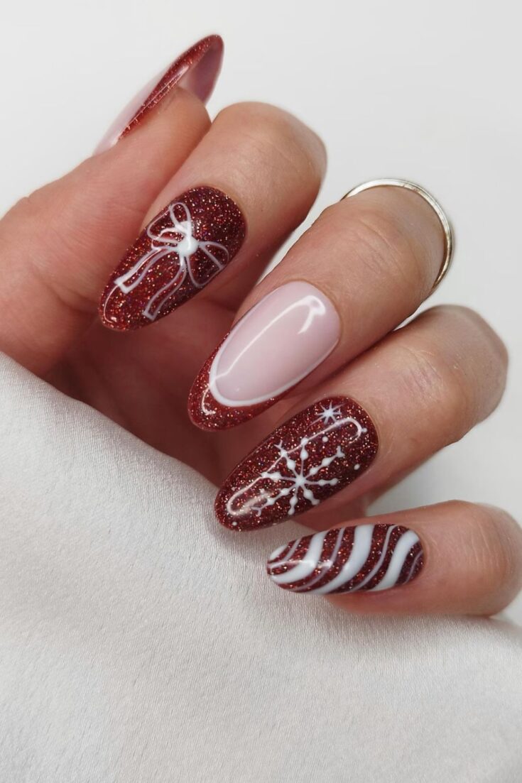 Red Glitter French Tips