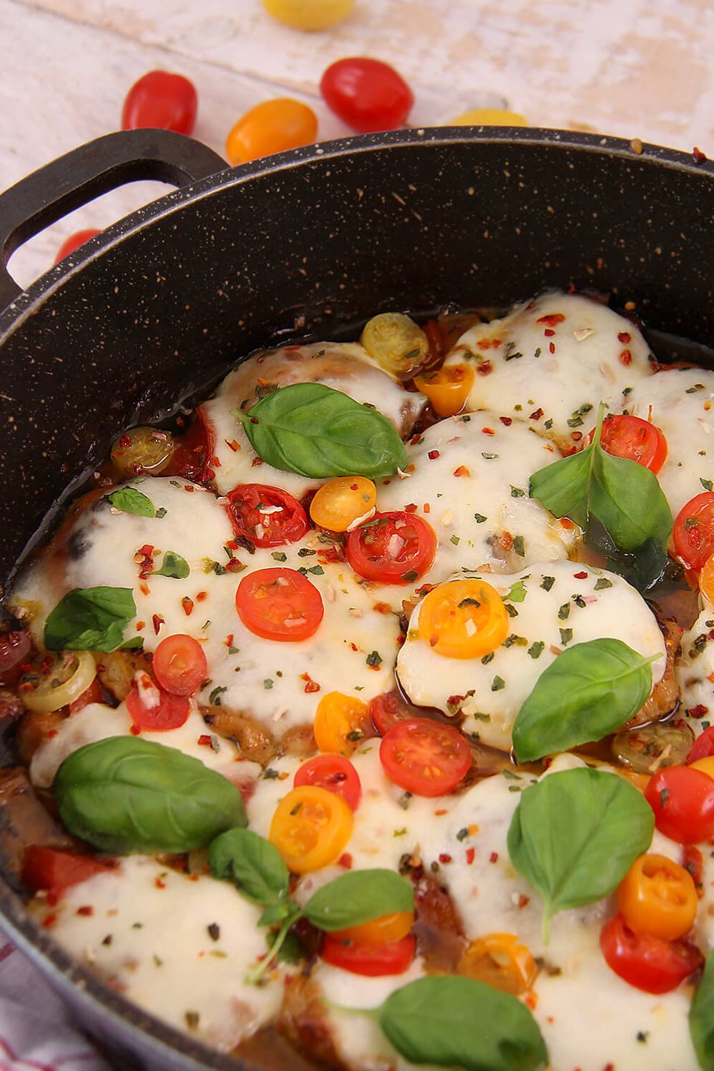 Baked Caprese Chicken Thighs