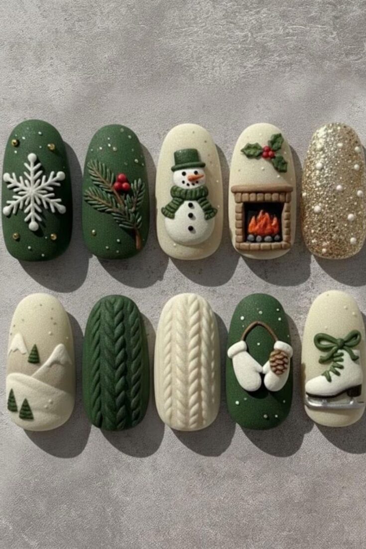 Image for Green 3D Winter Sweater Nails
